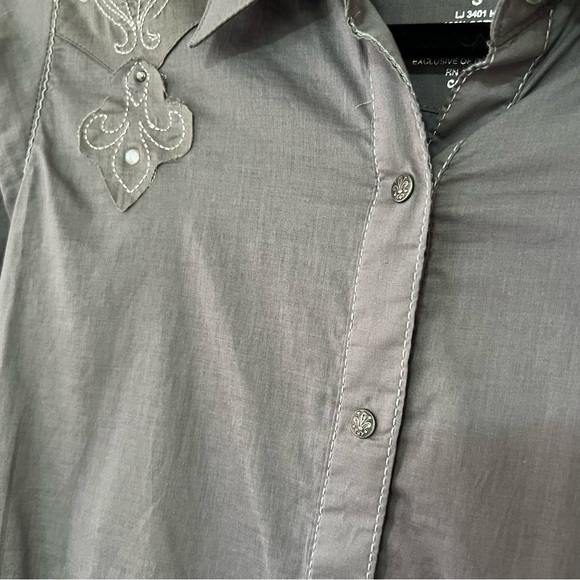 Rock 47 By Wrangler‎ Snap Western Shirt Embroidered Accents Women’s Size Small - Picture 3 of 10